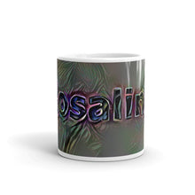 Load image into Gallery viewer, Rosalind Mug Dark Rainbow 10oz front view