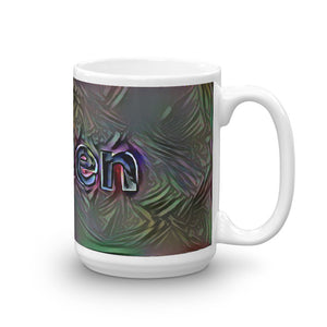 Aaden Mug Dark Rainbow 15oz left view